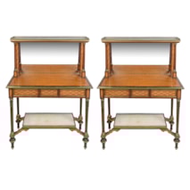 Pair 19th Century marquetry side / console tables, after Donald Ross.